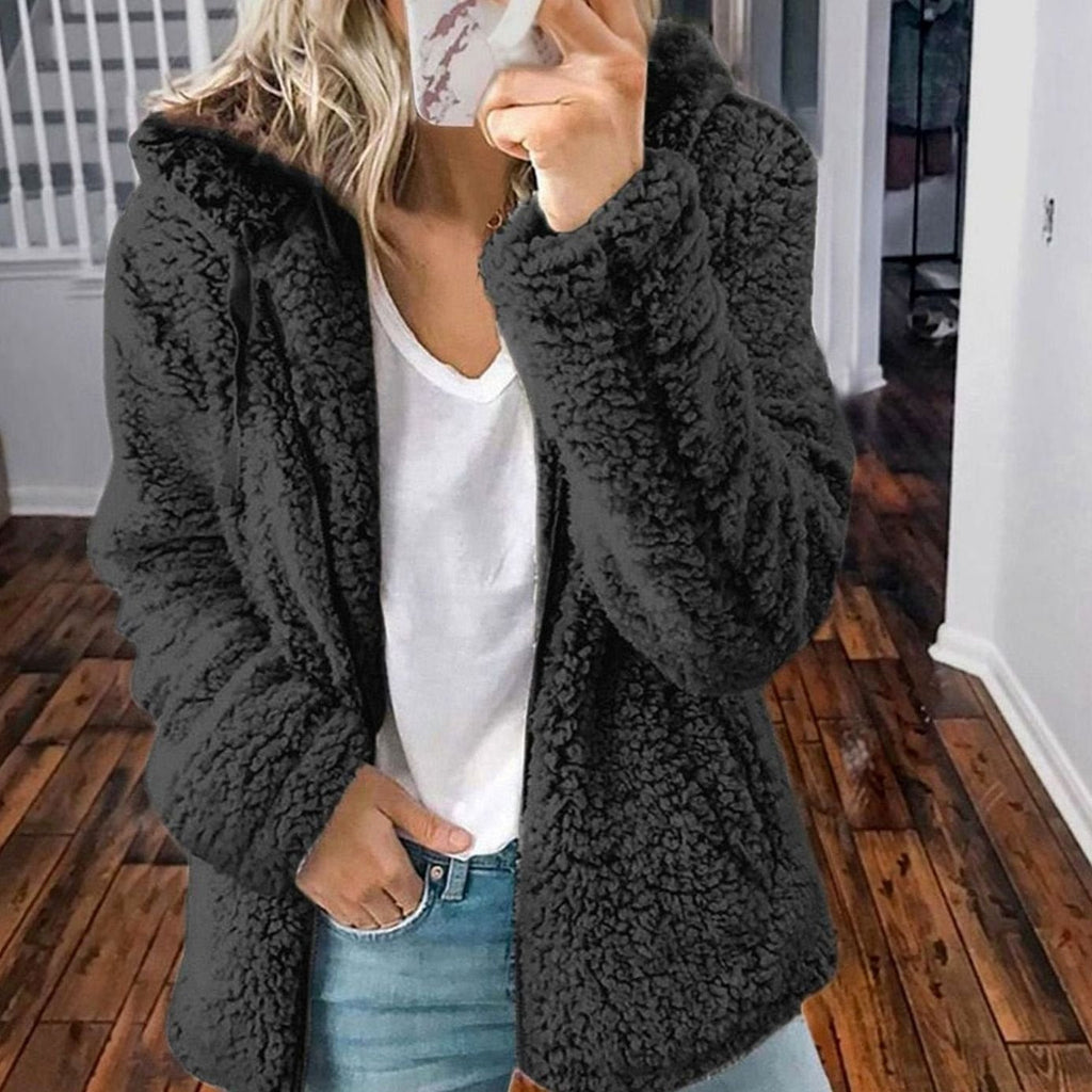 Annika | Manteau Teddy Oversized pour Femmes avec Capuche et Fermeture Éclair