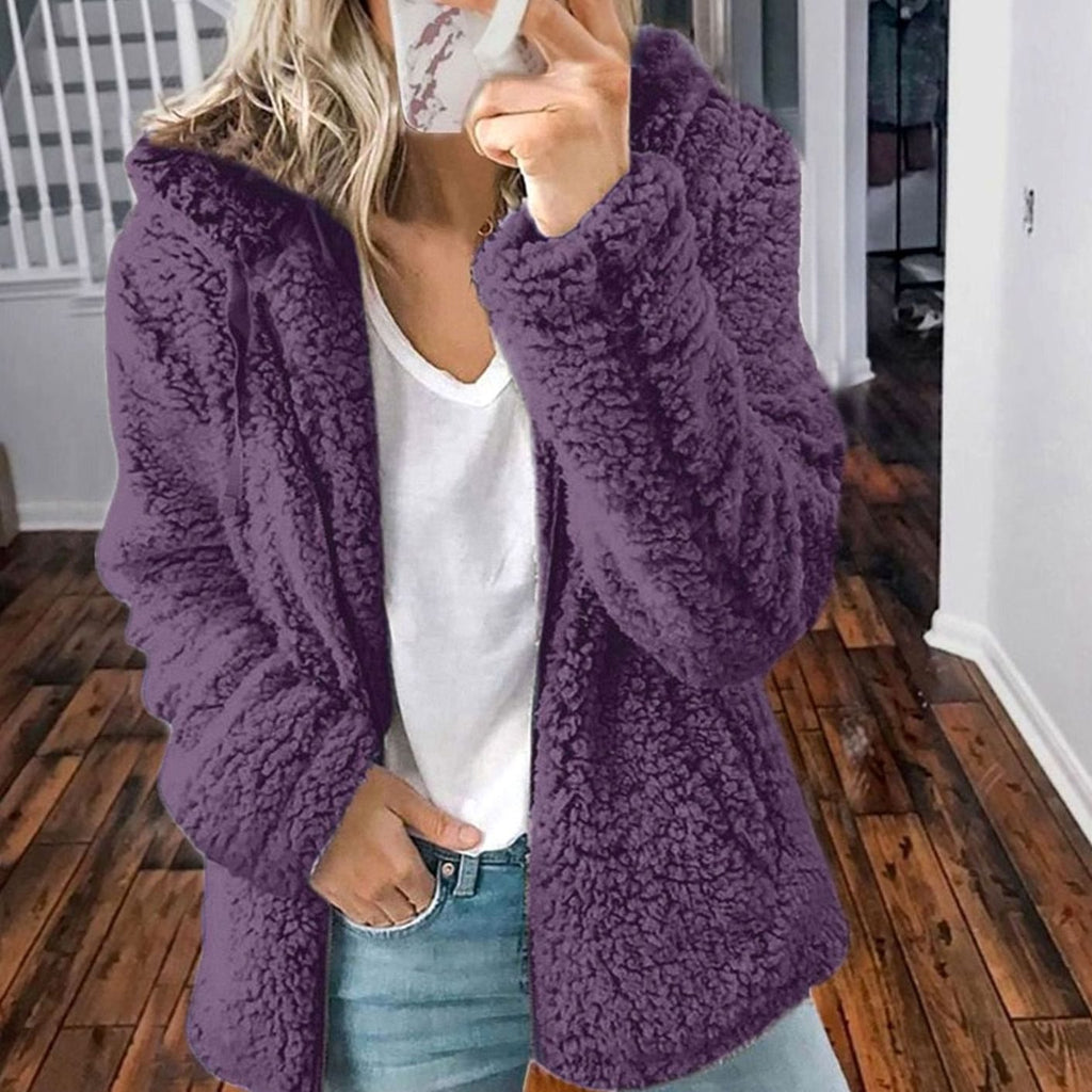 Annika | Manteau Teddy Oversized pour Femmes avec Capuche et Fermeture Éclair