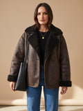 Annika | Manteau Teddy oversized pour femmes en fausse fourrure avec patte de boutonnage