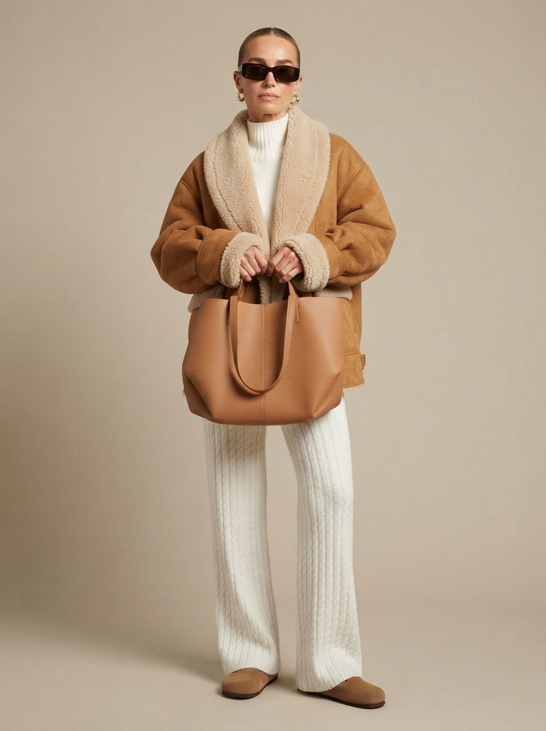 Annika | Veste Teddy Oversized Femme Manteau en Fausse Fourrure Doublure Sherpa Veste d'Hiver