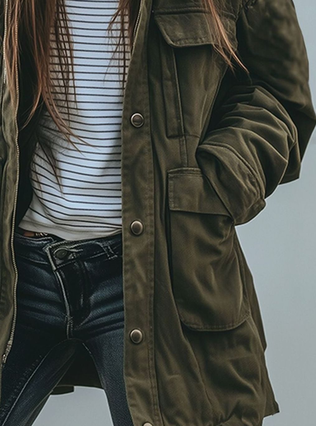 Amelie | Veste utilitaire oversize pour femmes avec patte de boutonnage, veste de transition