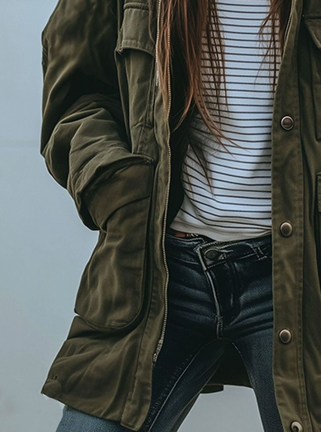 Amelie | Veste utilitaire oversize pour femmes avec patte de boutonnage, veste de transition