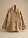 Frieda | Manteau oversized en laine pour femmes avec patte de boutonnage et doublure contrastante
