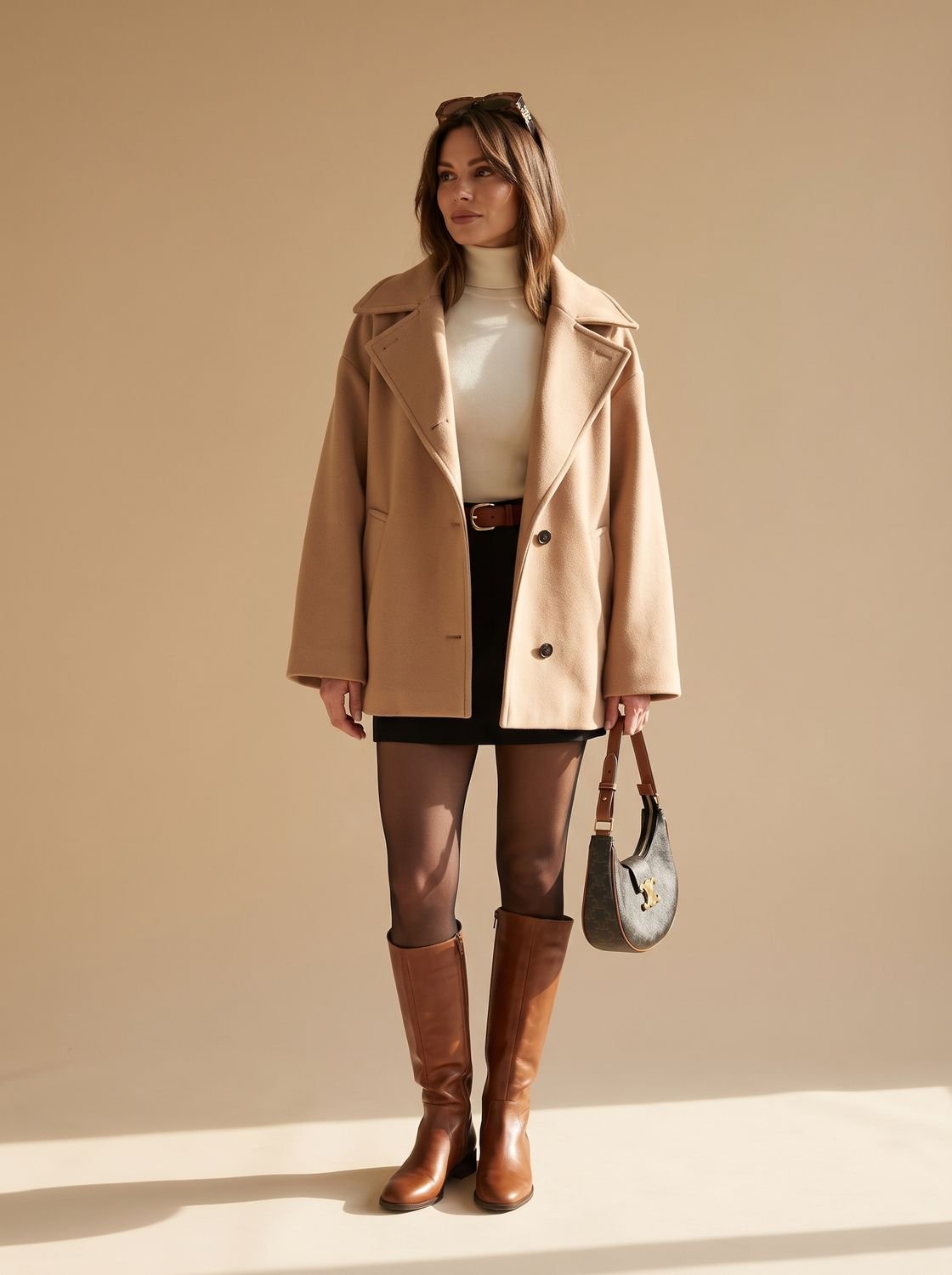 Frieda | Manteau oversized en laine pour femmes avec patte de boutonnage et doublure contrastante