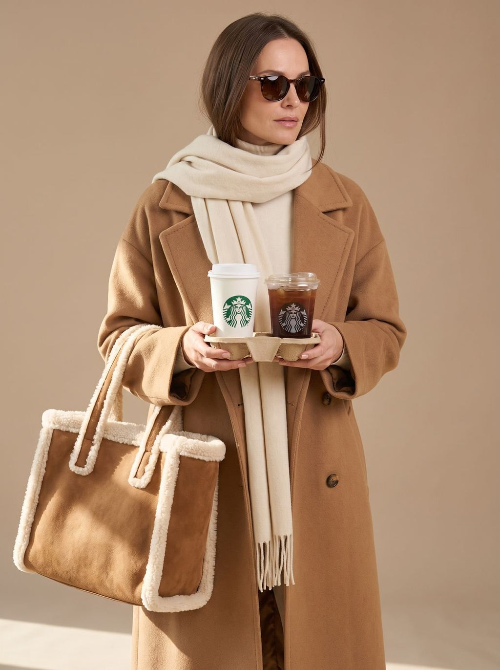 Frieda | Manteau oversized en laine pour femmes avec patte de boutonnage et doublure contrastante