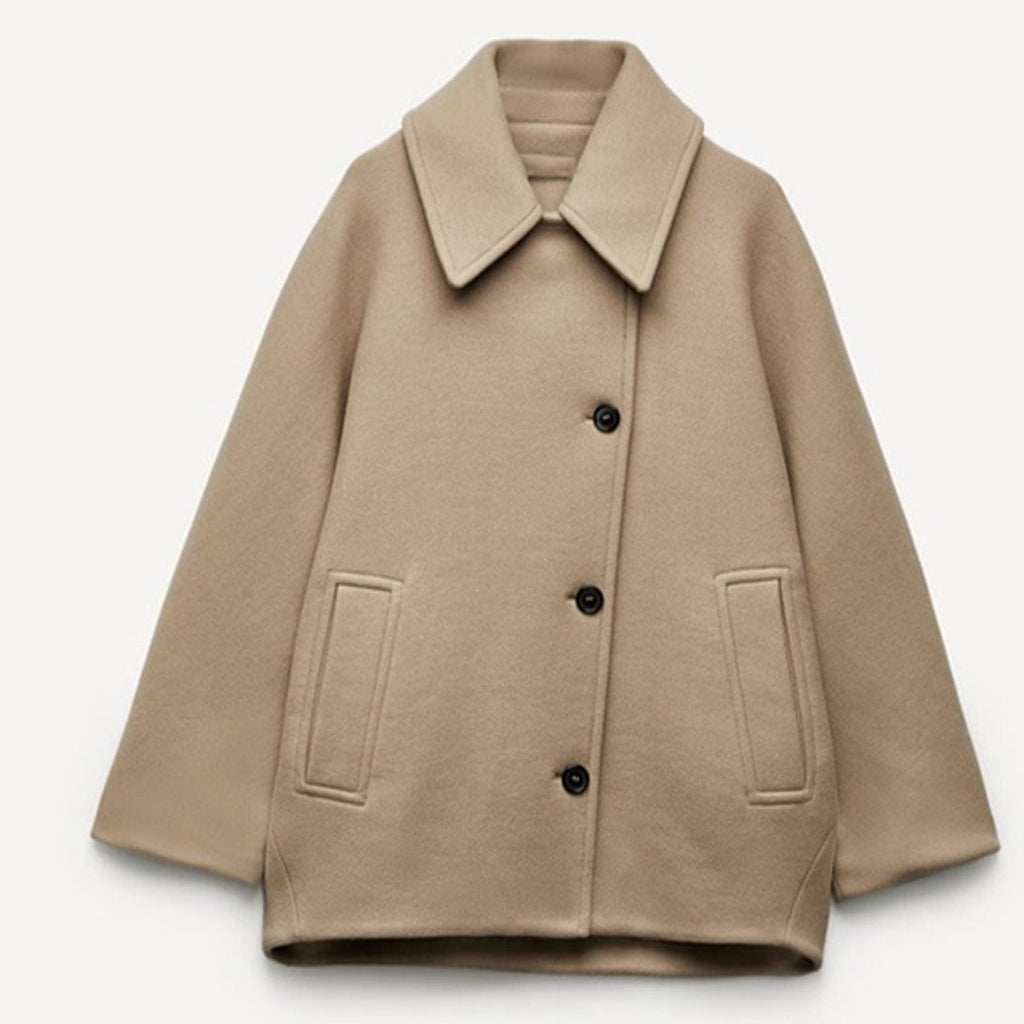 Marie | Manteau oversized en laine pour femmes avec fermeture à boutons dans des couleurs d'automne