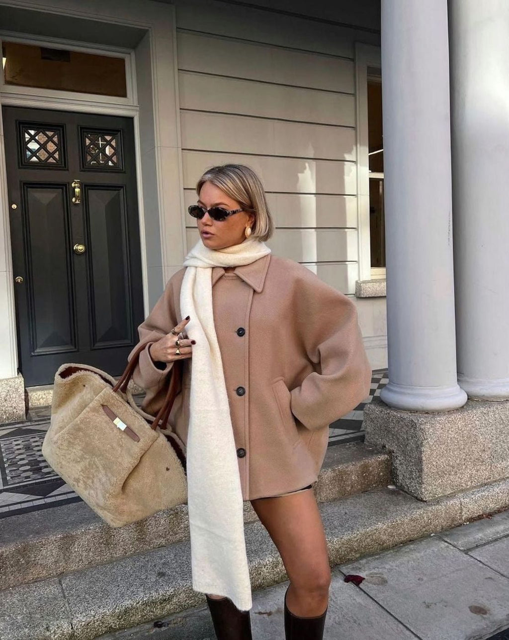 Marie | Manteau oversized en laine pour femmes avec fermeture à boutons dans des couleurs d'automne