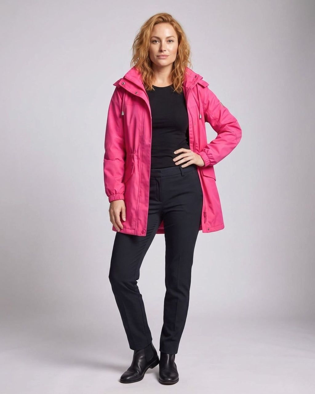 Lena | Parka pour femmes avec capuche, déperlant, taille ajustable, parka de transition long