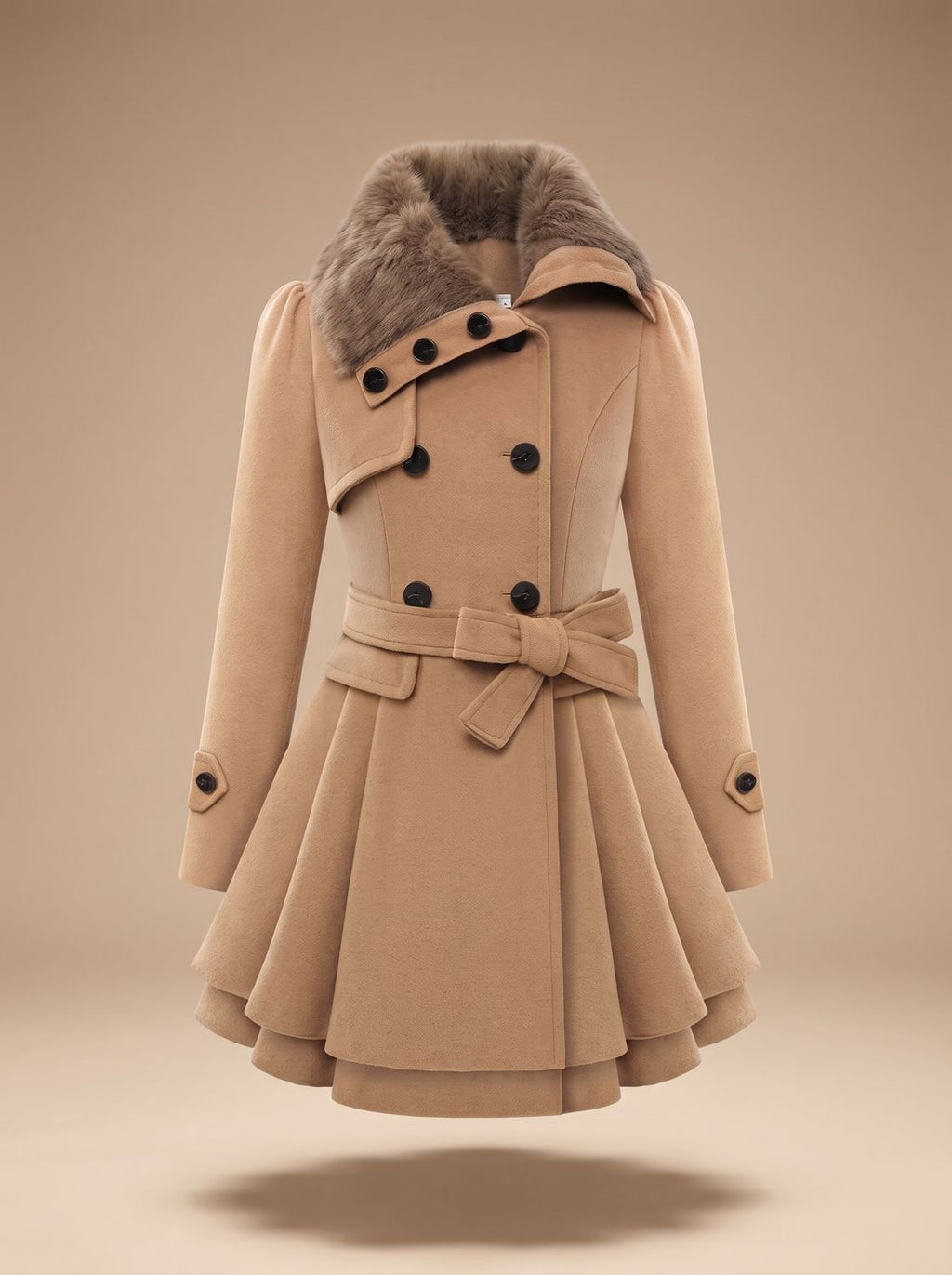 Nora | Manteau Peacoat Vintage pour Femmes avec Col en Fourrure Synthétique