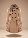 Nora | Manteau Peacoat Vintage pour Femmes avec Col en Fourrure Synthétique