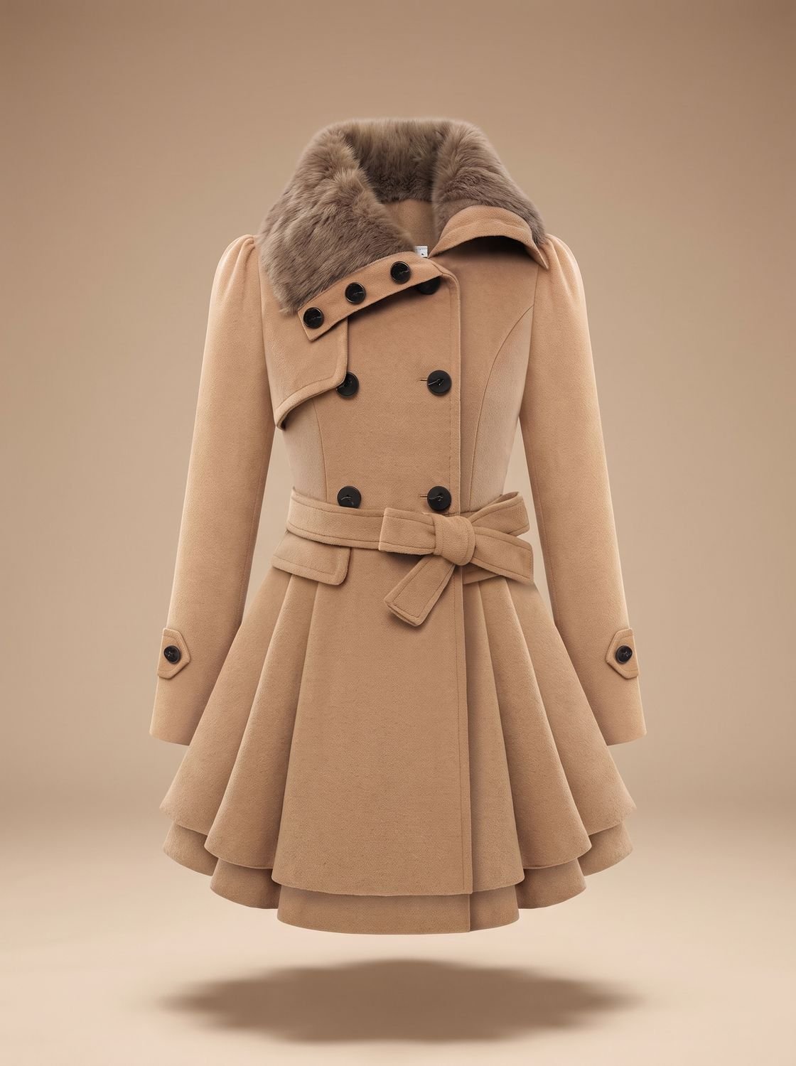 Nora | Manteau Peacoat Vintage pour Femmes avec Col en Fourrure Synthétique