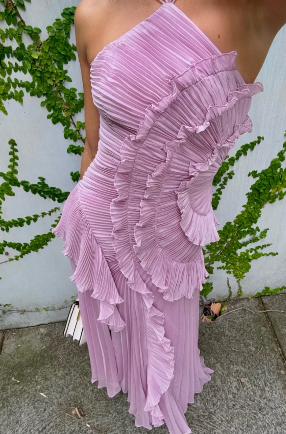 Charlotte | Robe Maxi Plissée Femme avec Volants et Col Croisé