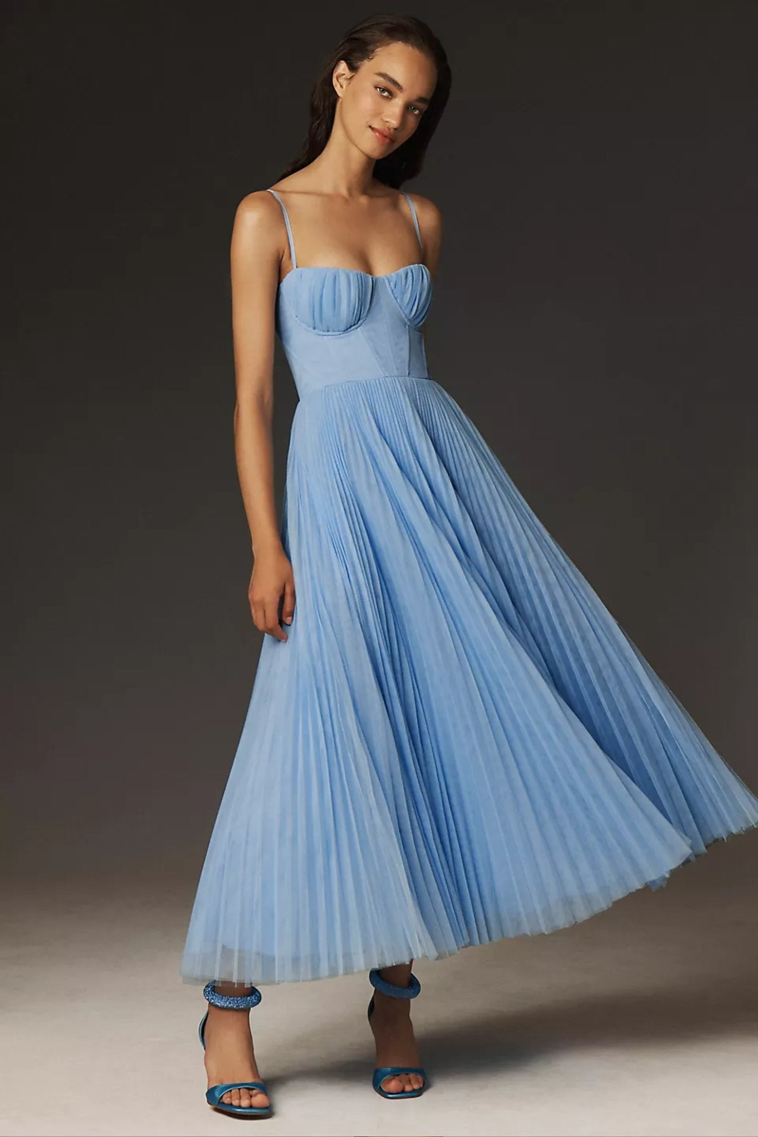Leonie | Robe Midi Plissée pour Femmes avec Corset Bustier