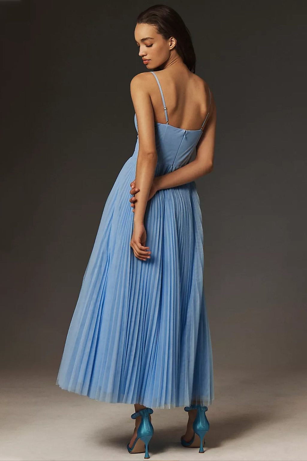 Leonie | Robe Midi Plissée pour Femmes avec Corset Bustier