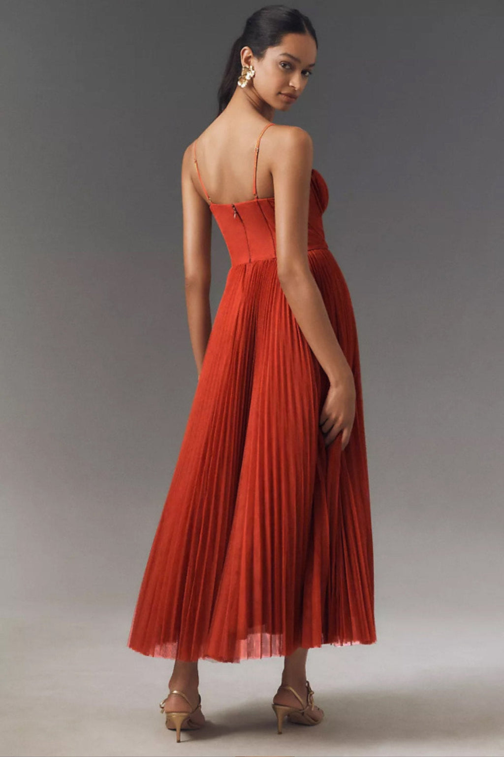 Leonie | Robe Midi Plissée pour Femmes avec Corset Bustier