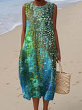 Sophie | Robe de Plage Midi Sans Manches Colorée pour Femmes avec Col Rond