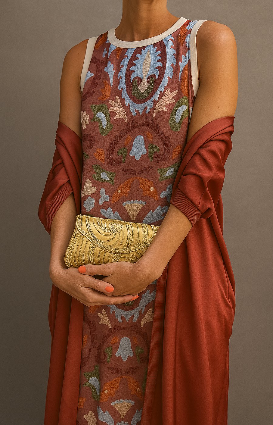 Annika | Robe Maxi Fleurie Sans Manches pour Femmes avec Ensemble Manteau