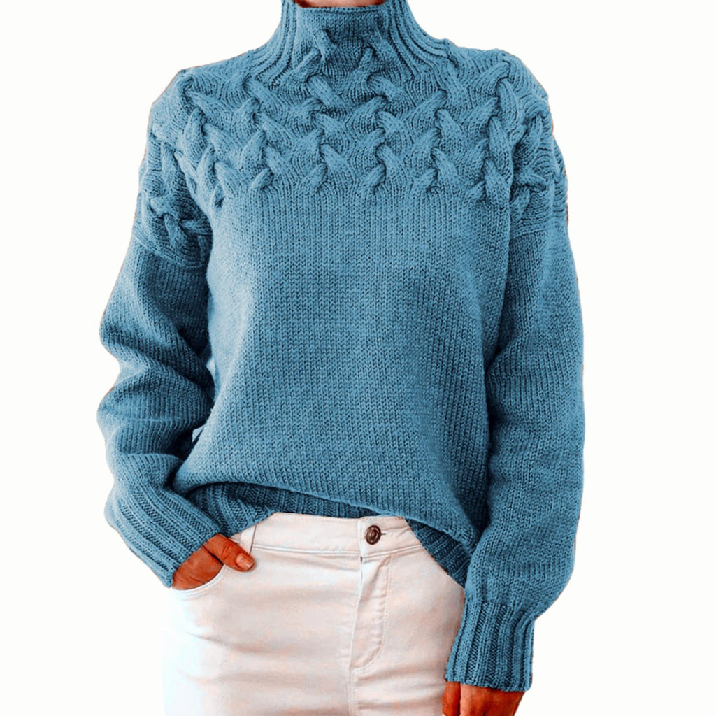Pull en tricot femme | Col roulé avec motif en relief