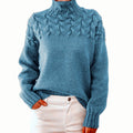 Pull en tricot femme | Col roulé avec motif en relief