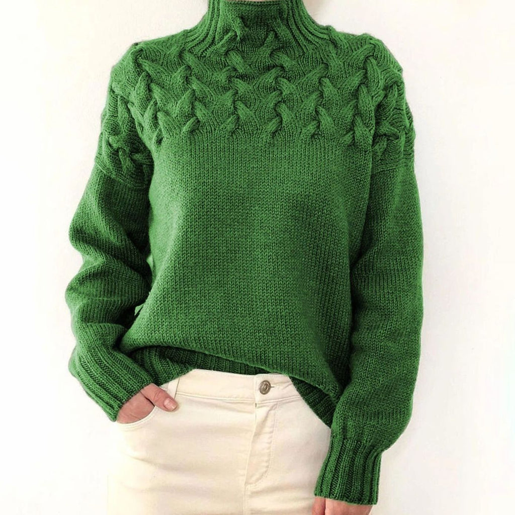 Pull en tricot femme | Col roulé avec motif en relief