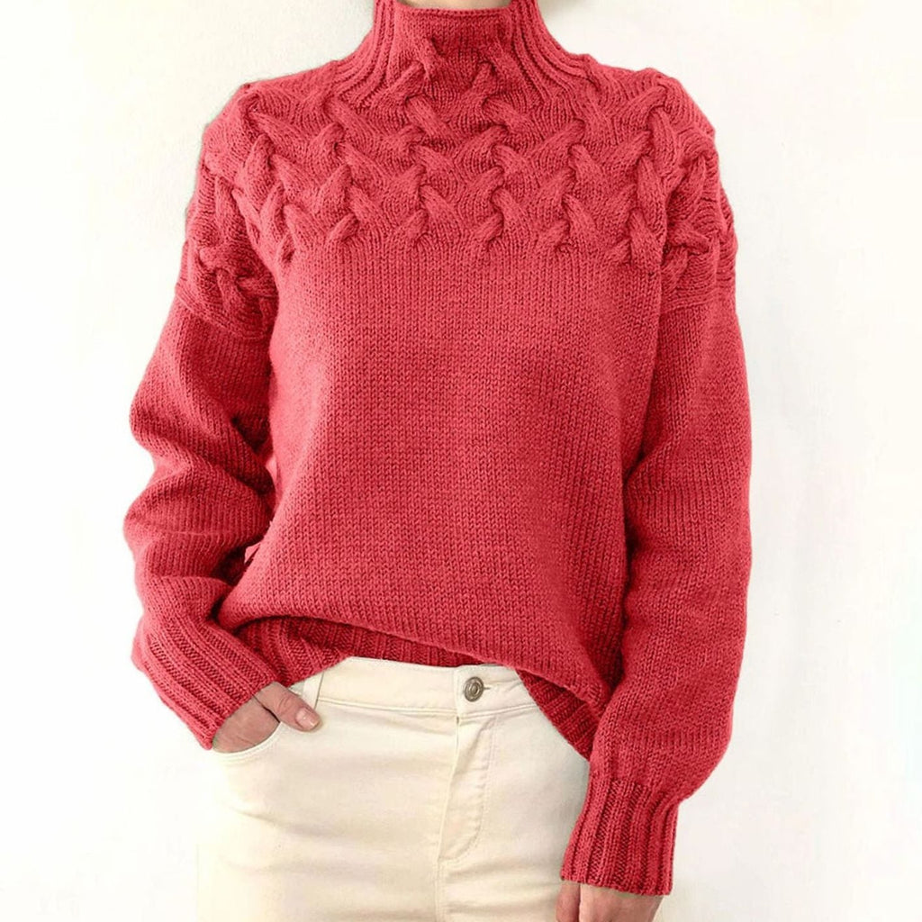 Pull en tricot femme | Col roulé avec motif en relief
