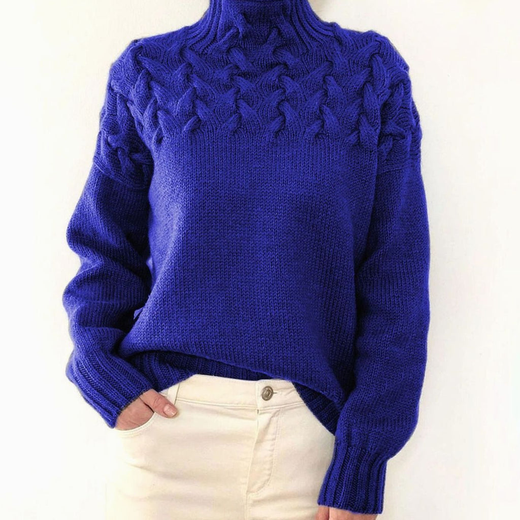 Pull en tricot femme | Col roulé avec motif en relief