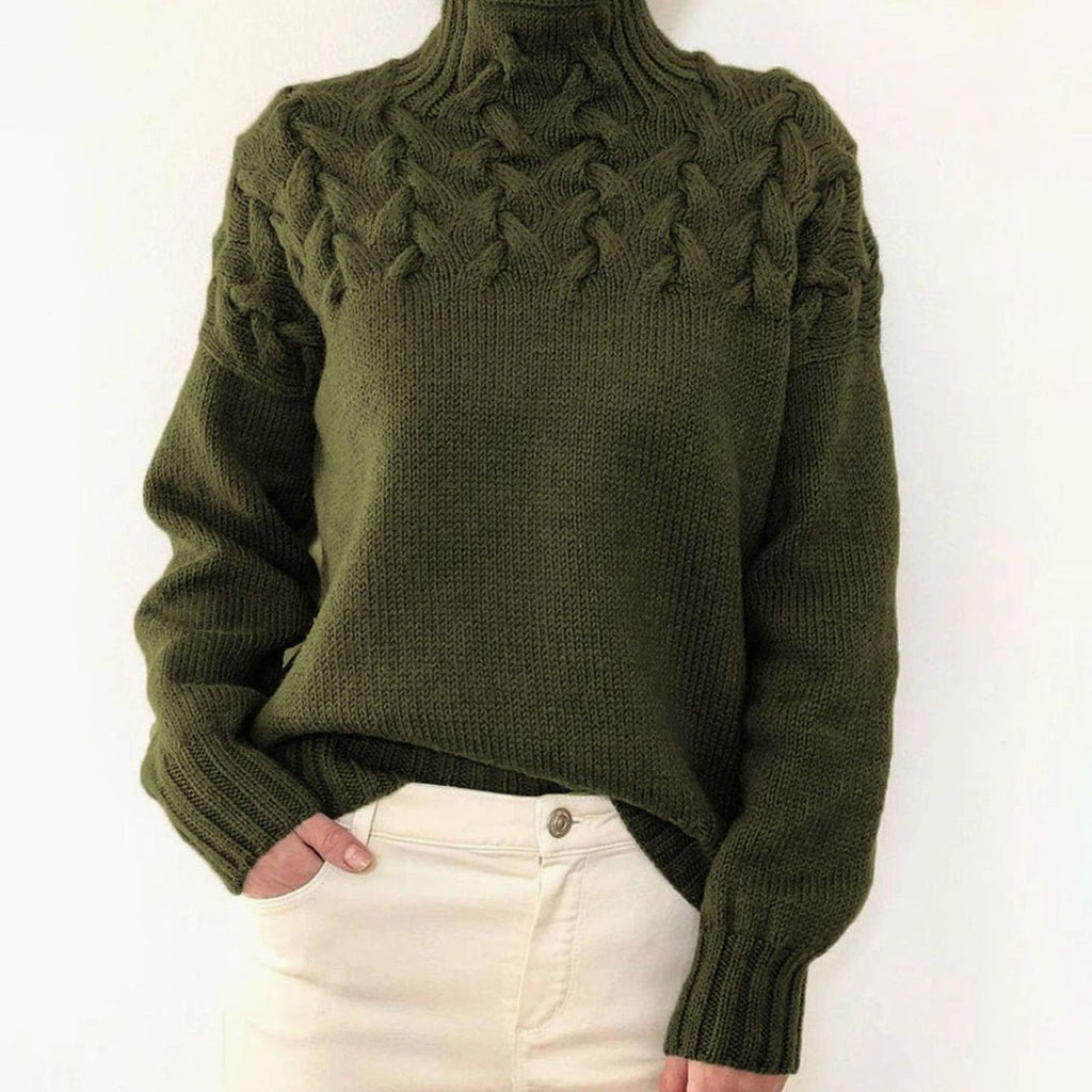 Pull en tricot femme | Col roulé avec motif en relief