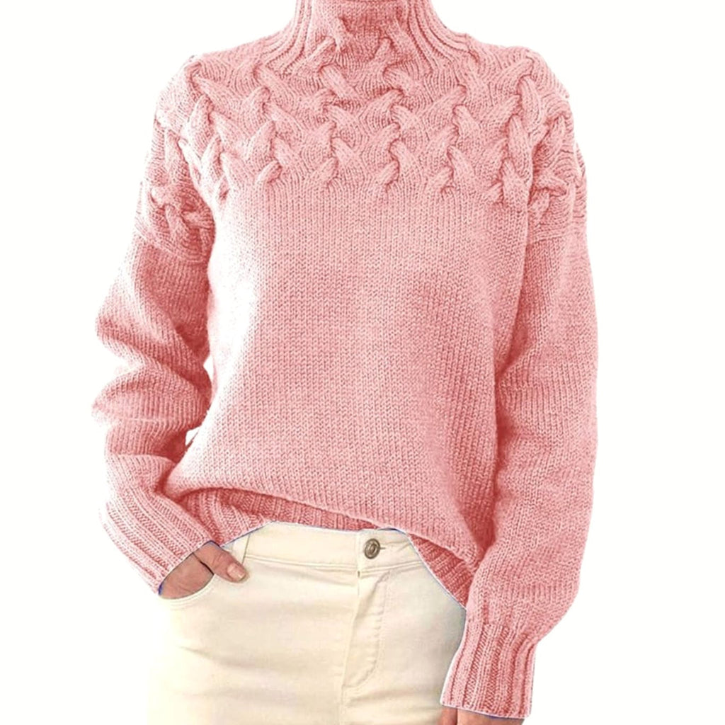 Pull en tricot femme | Col roulé avec motif en relief