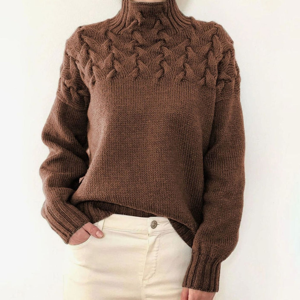 Pull en tricot femme | Col roulé avec motif en relief