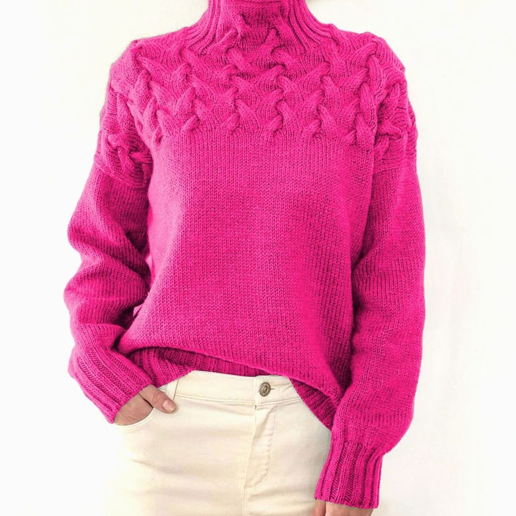 Pull en tricot femme | Col roulé avec motif en relief