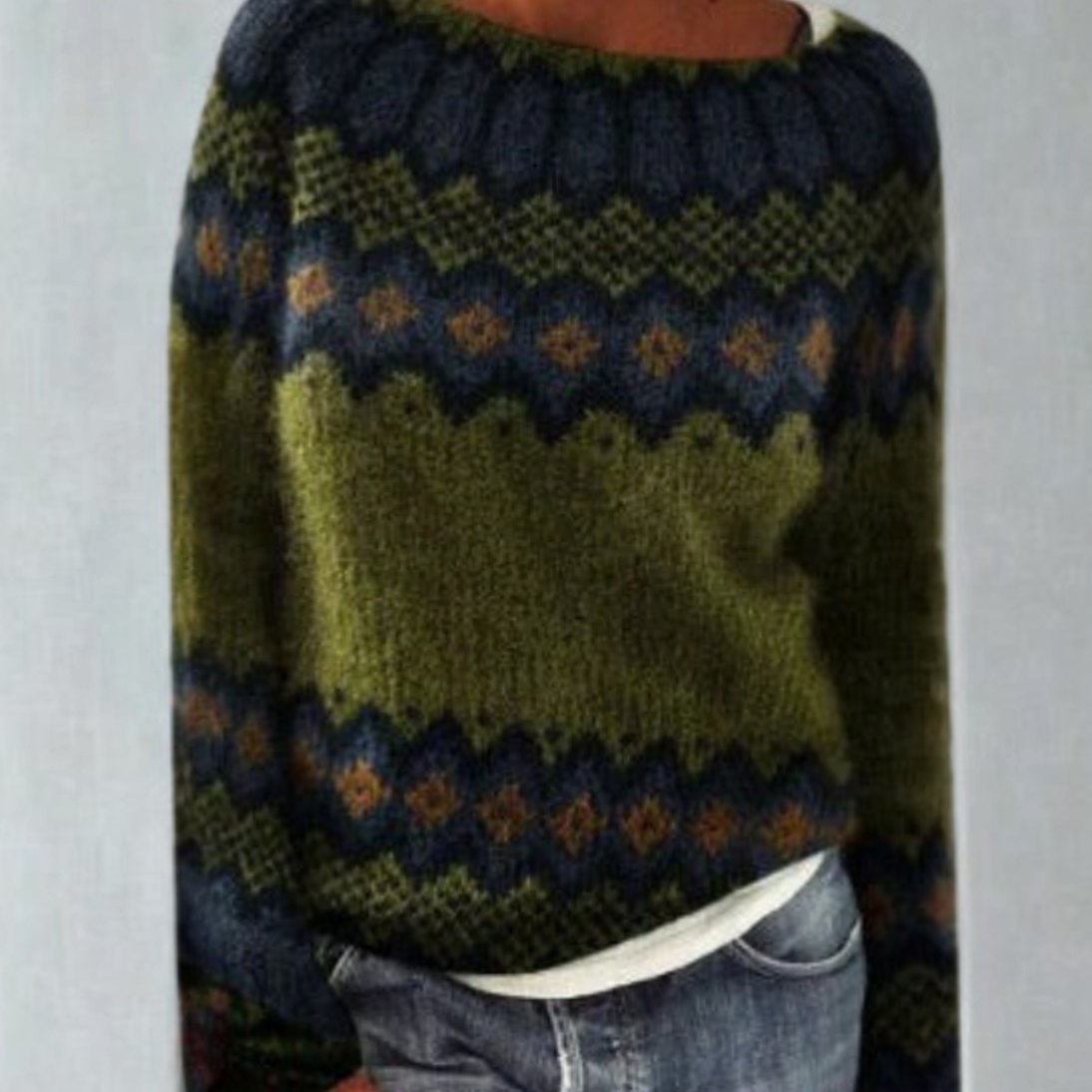 Johanna | Pull en tricot à col rond pour femmes avec motif norvégien rétro