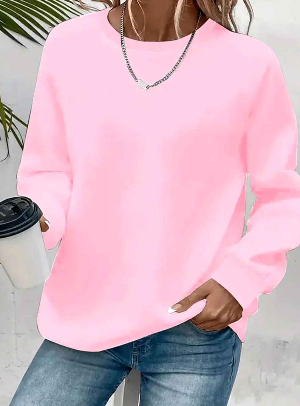 Hannah | Sweat-shirt Femme Col Rond Coupe Ample Manches Longues