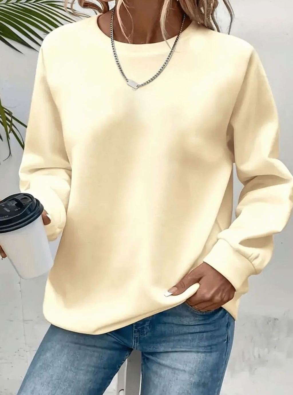 Hannah | Sweat-shirt Femme Col Rond Coupe Ample Manches Longues