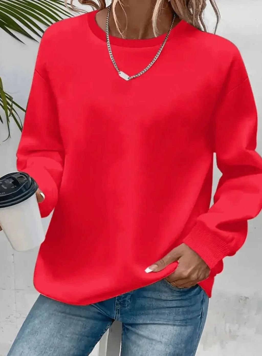 Hannah | Sweat-shirt Femme Col Rond Coupe Ample Manches Longues
