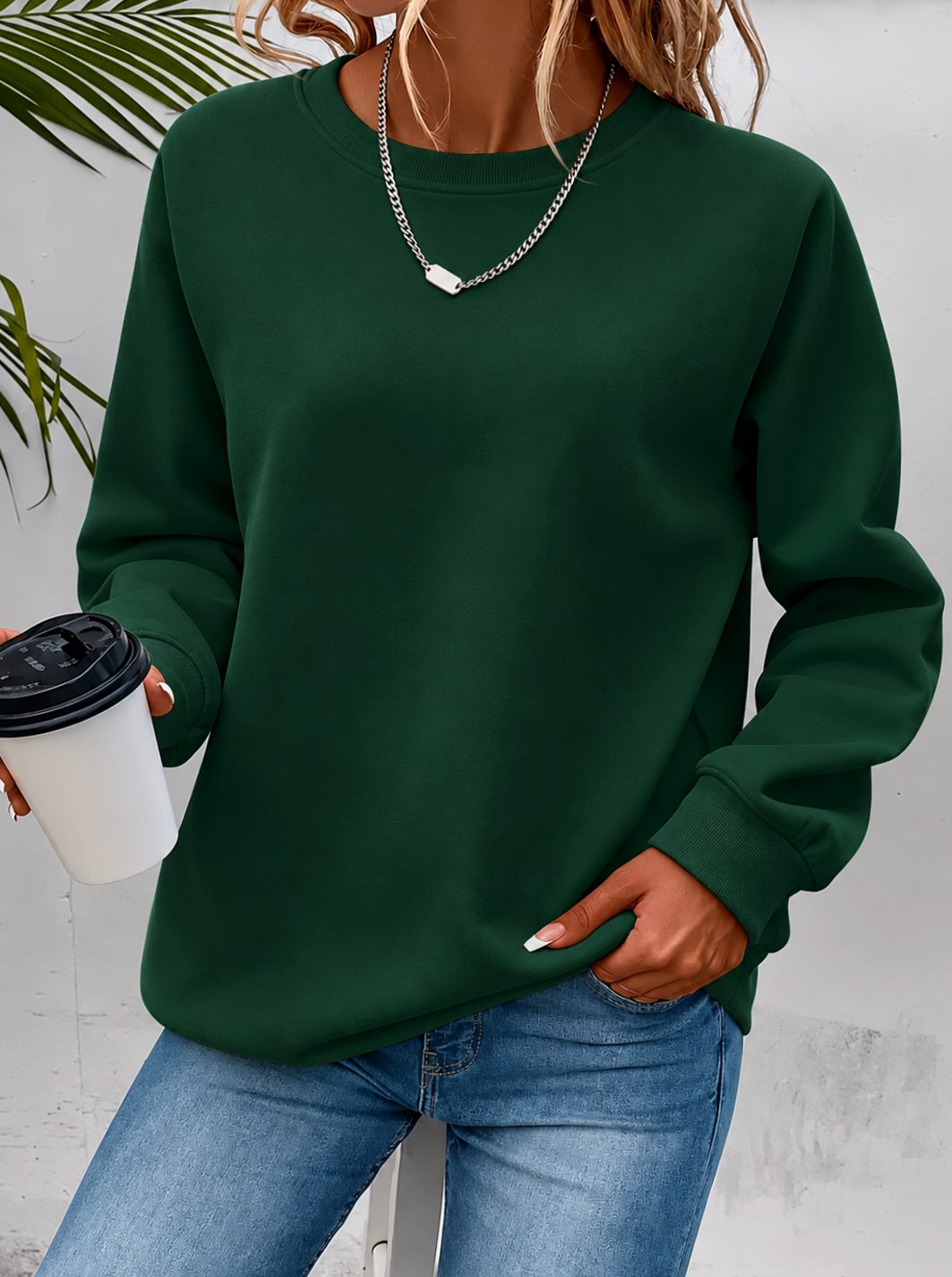 Hannah | Sweat-shirt Femme Col Rond Coupe Ample Manches Longues