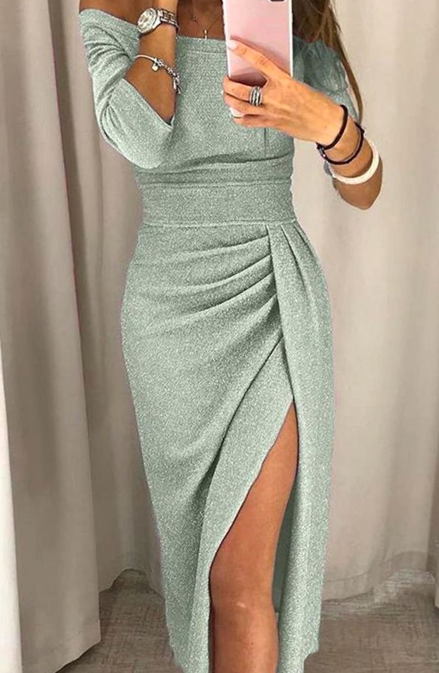 Elfriede | Robe de cocktail sans manches pour femmes, à manches longues, en bodycon scintillant