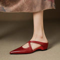 Mia | Mules à talons en cuir véritable avec lanières croisées pour femmes
