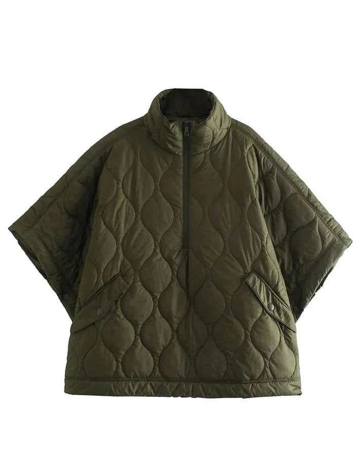 Veste Cape Matelassée pour Femmes avec Col Montant