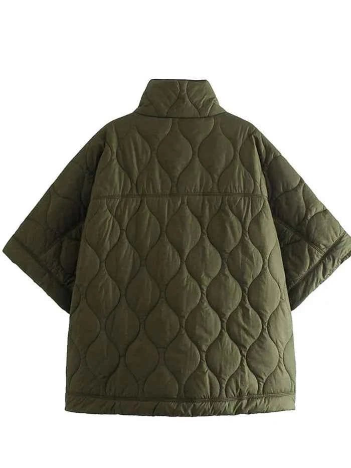 Veste Cape Matelassée pour Femmes avec Col Montant