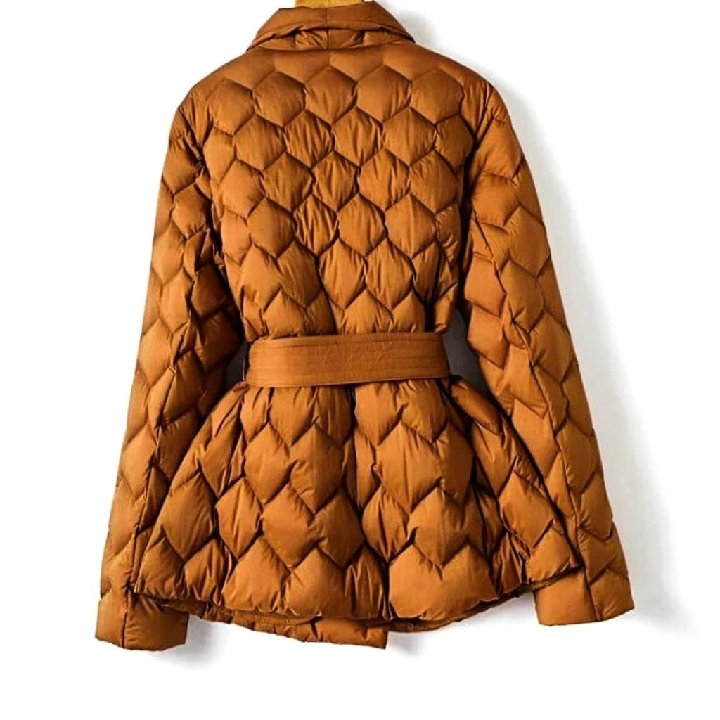 Marlene | Veste matelassée pour femmes avec ceinture à nouer et matelassage en losanges