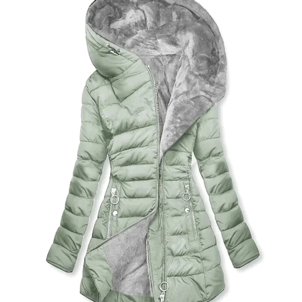 Elfriede | Veste matelassée pour femmes avec capuche en fausse fourrure