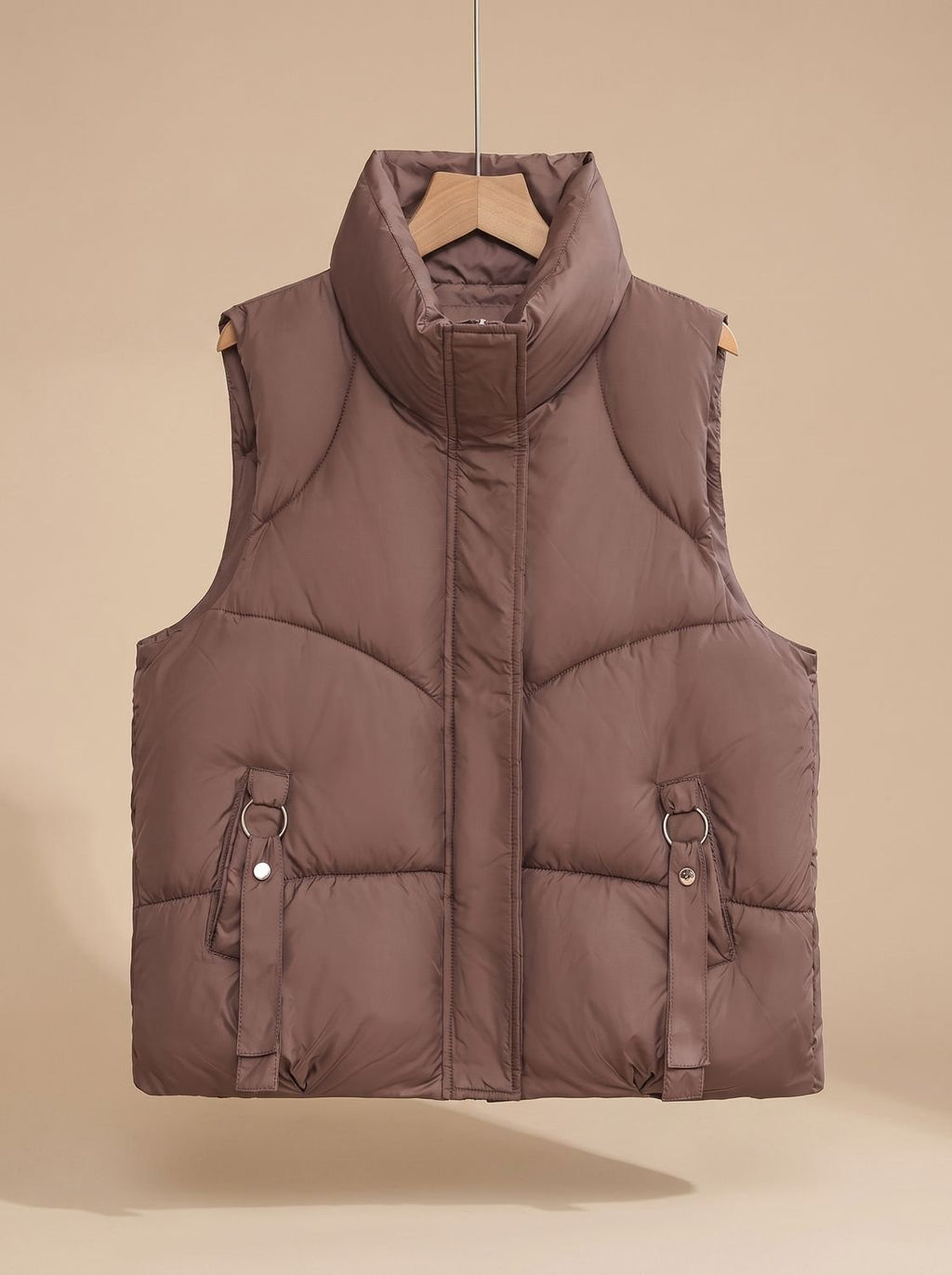 Nora | Gilet matelassé pour femmes avec col montant et bandes décoratives