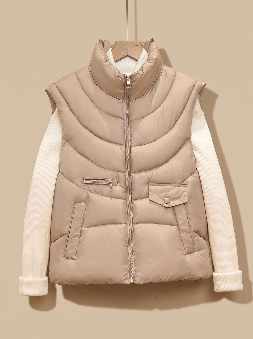 Greta | Gilet matelassé pour femmes avec col montant et poches multifonctionnelles