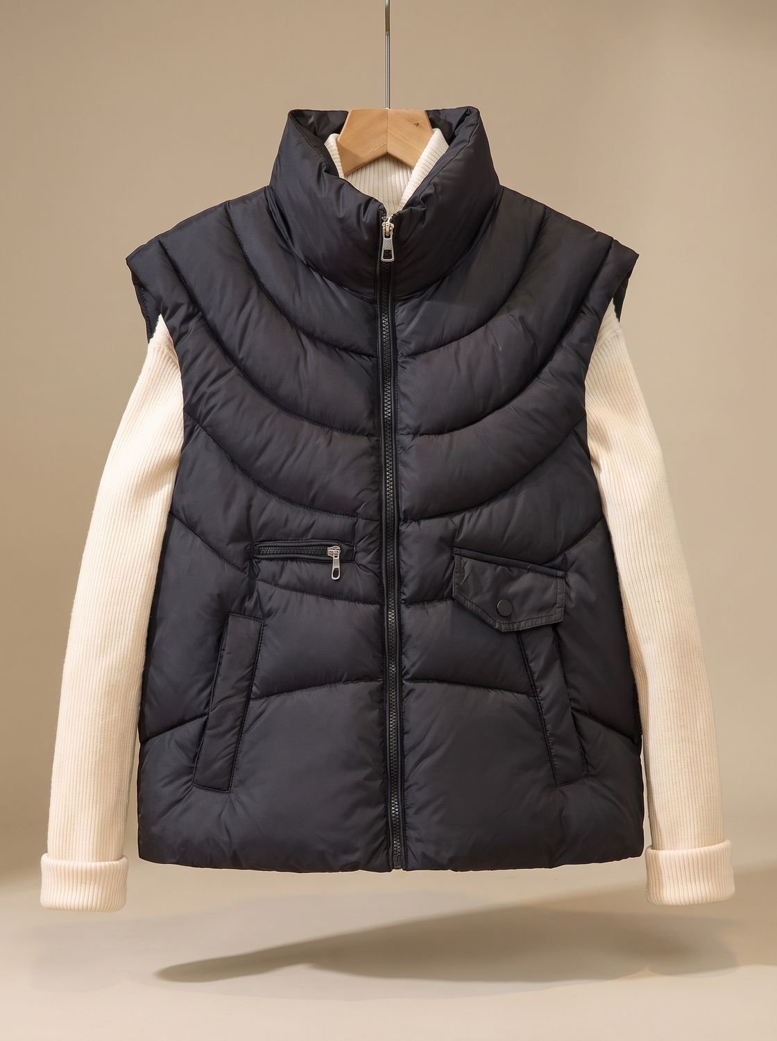 Greta | Gilet matelassé pour femmes avec col montant et poches multifonctionnelles