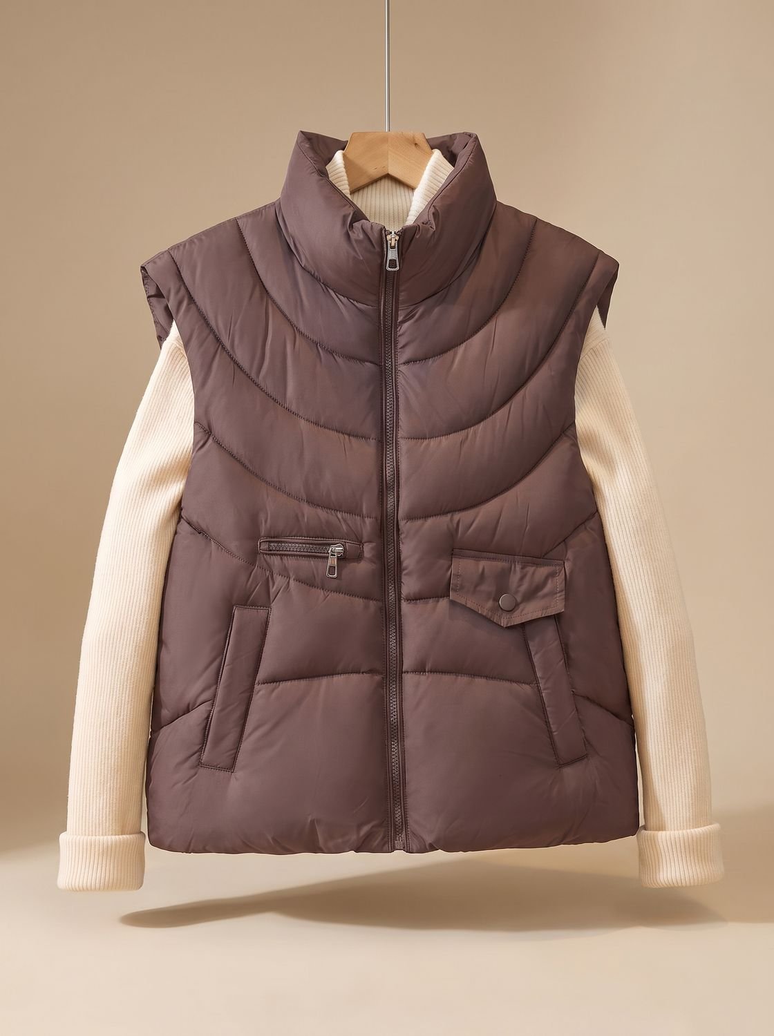 Greta | Gilet matelassé pour femmes avec col montant et poches multifunctionnelles
