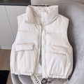 Elfriede | Gilet matelassé pour femmes Bodywarmer col montant avec cordon de serrage coupe boxy