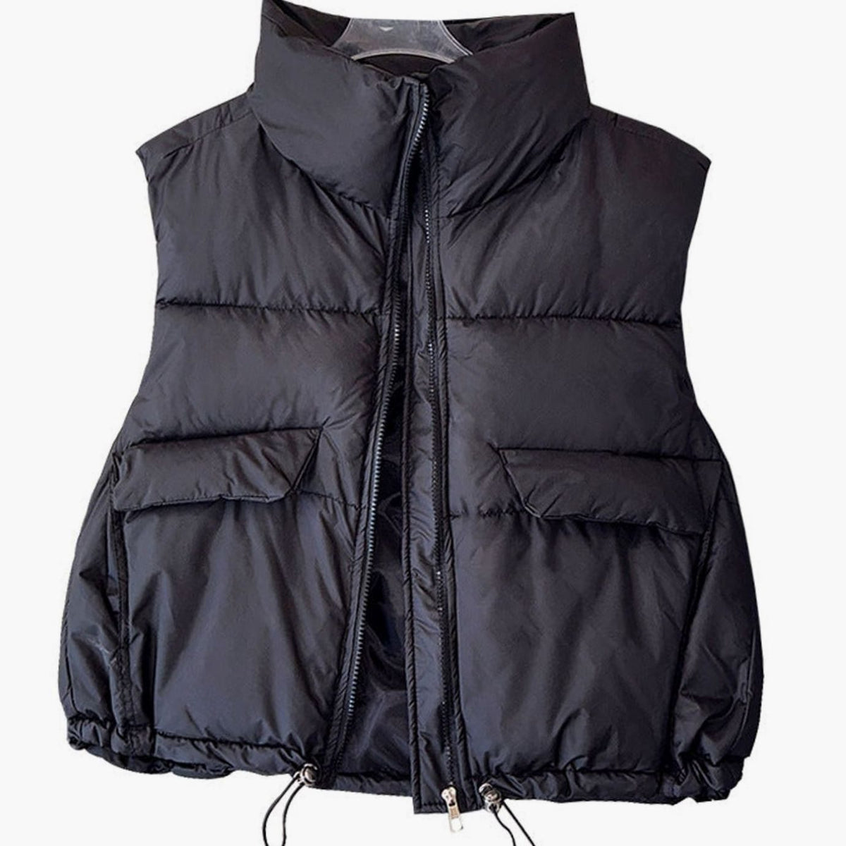 Elfriede | Gilet matelassé pour femmes Bodywarmer col montant avec cordon de serrage coupe boxy