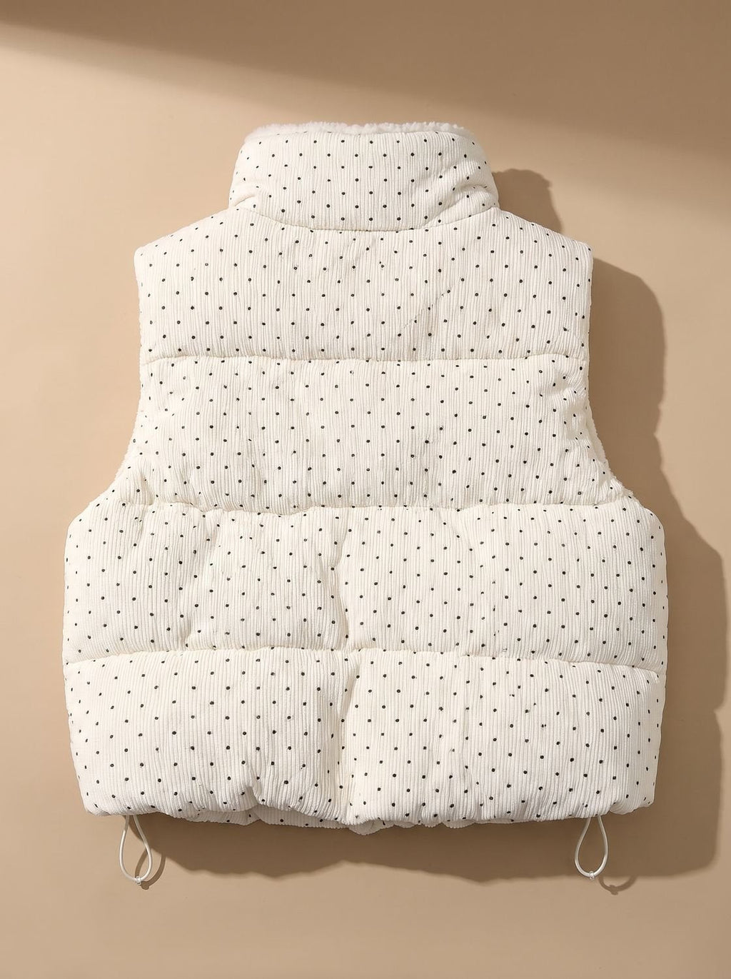 Marie | Gilet matelassé femme avec doublure en teddy col montant à pois