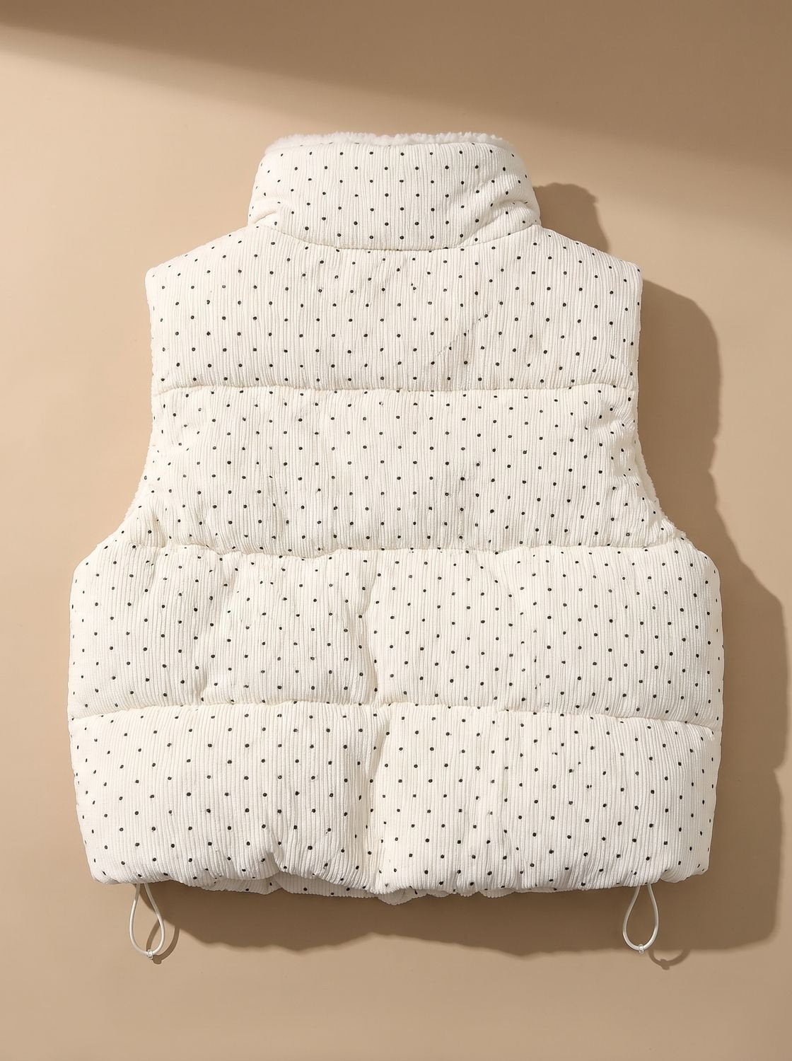 Marie | Gilet matelassé femme avec doublure en teddy col montant à pois