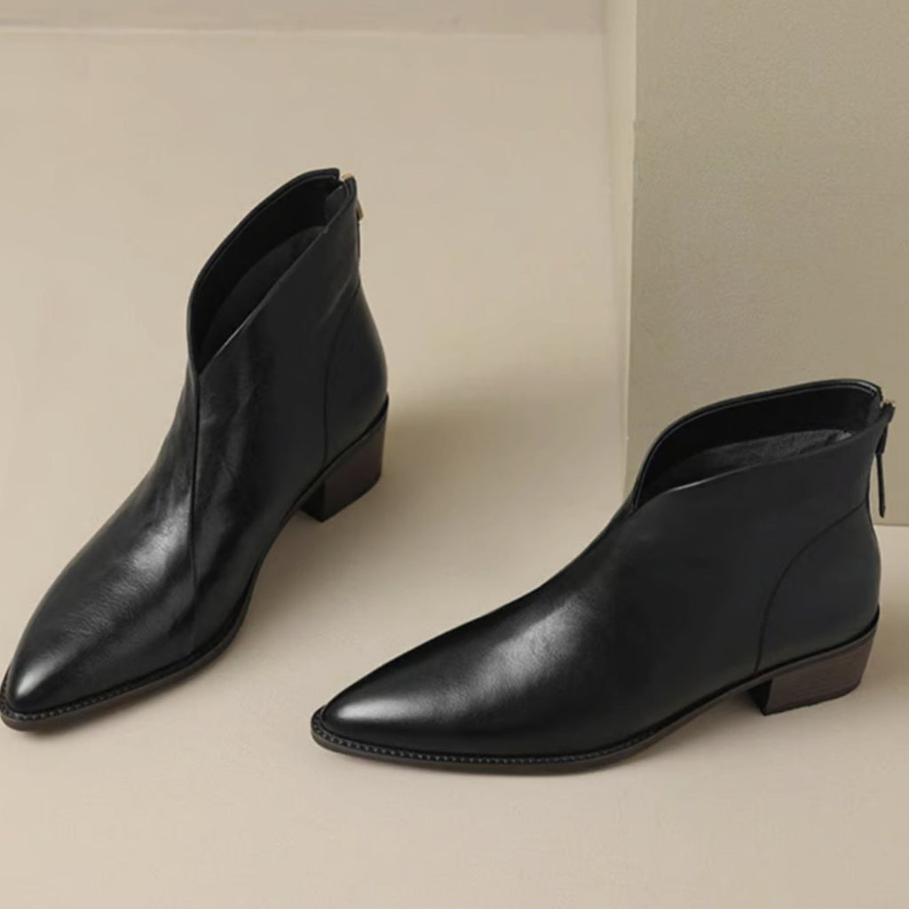 Sophie | Bottines pour femmes à bout pointu avec petit talon bloc et fermeture éclair